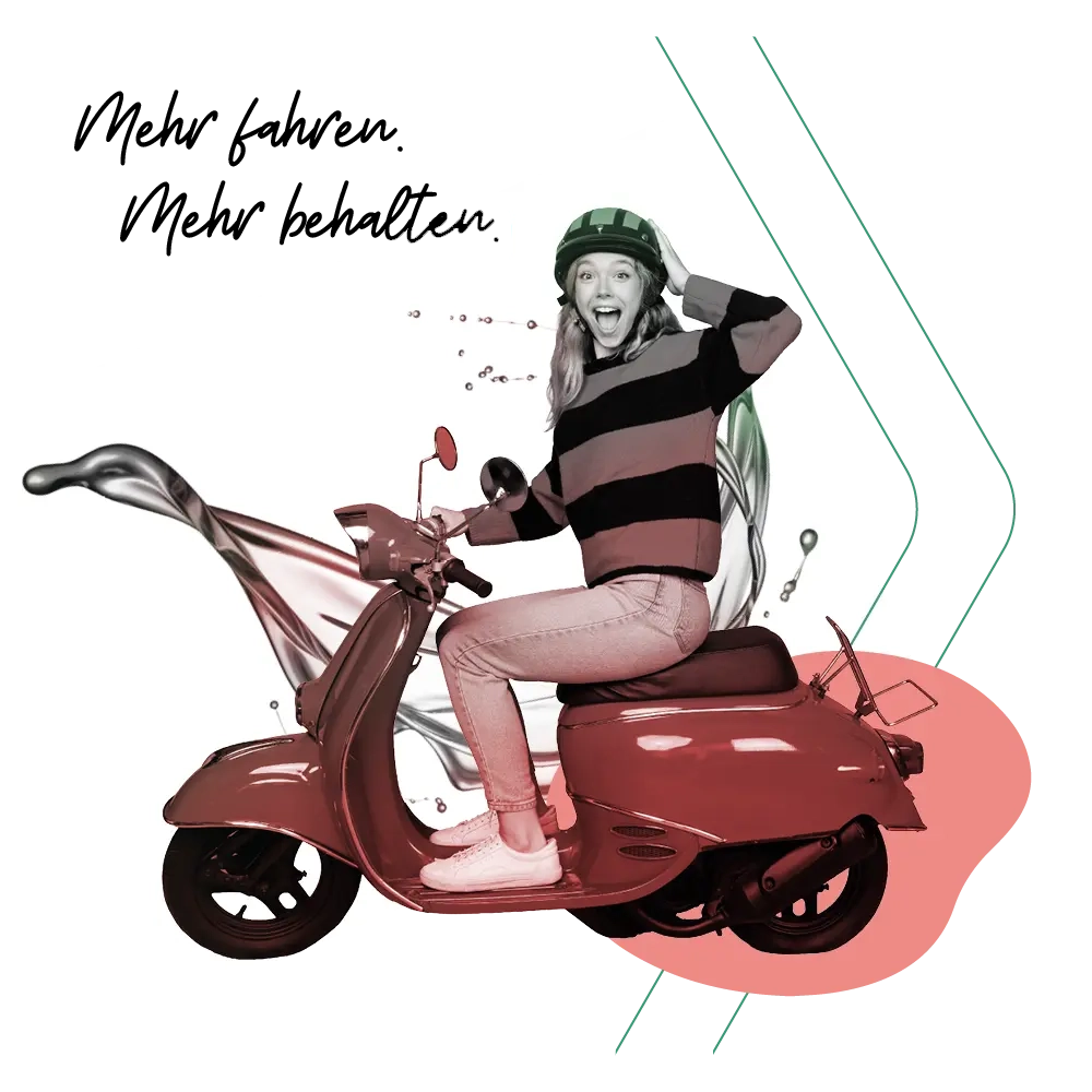 Illustration mit Frau auf einem Roller