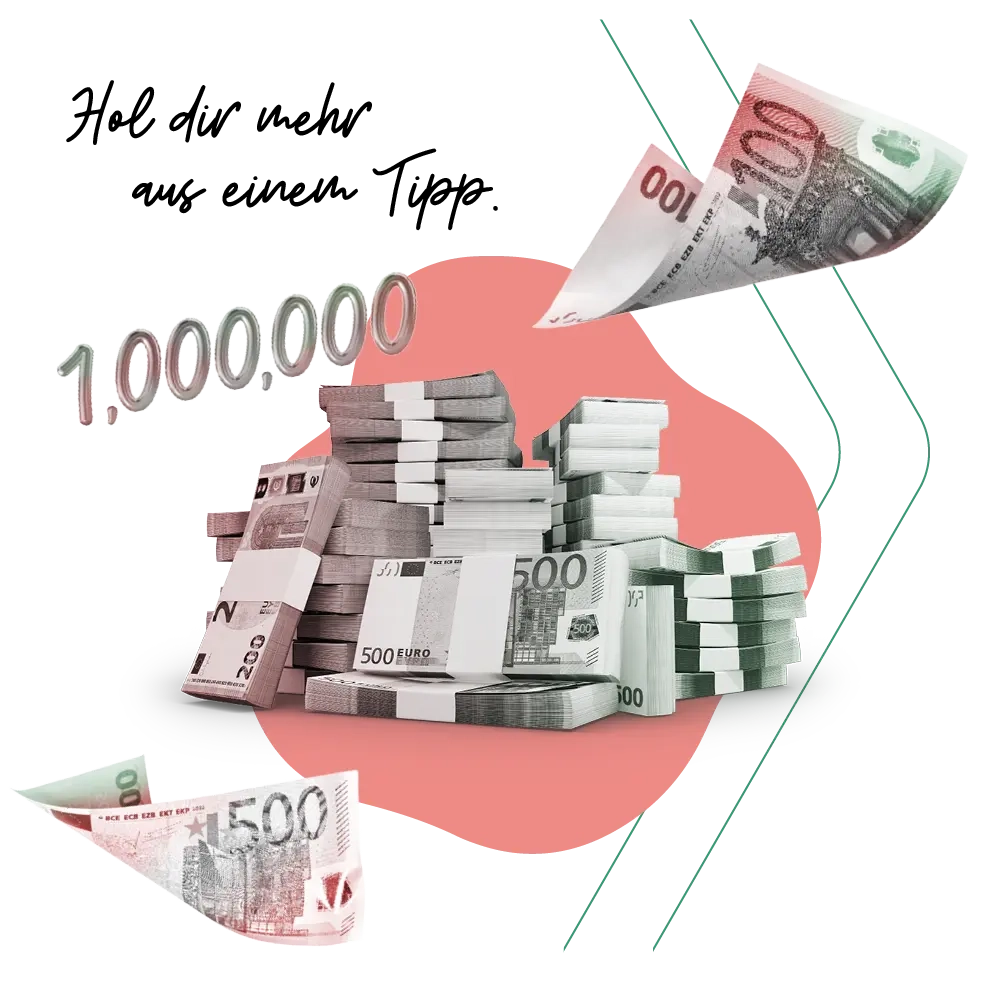 Illustration mit Euro-Geldscheinen und 1.000.000-Euro-Gewinn