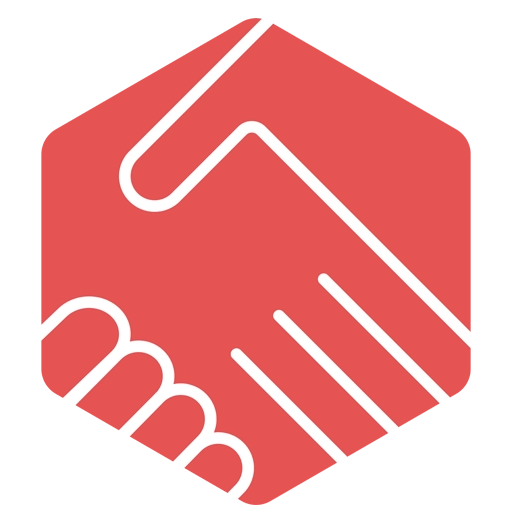 Rotes Icon mit zwei Händen